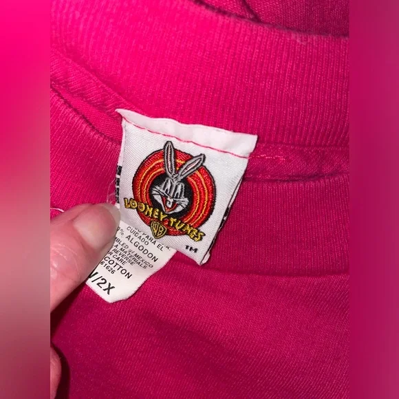 EUC Size 2X Vintage Tweety Bird Looney Tunes Fuchsia Pink Shirt 1997 Warner Bros - Picture 6 of 13